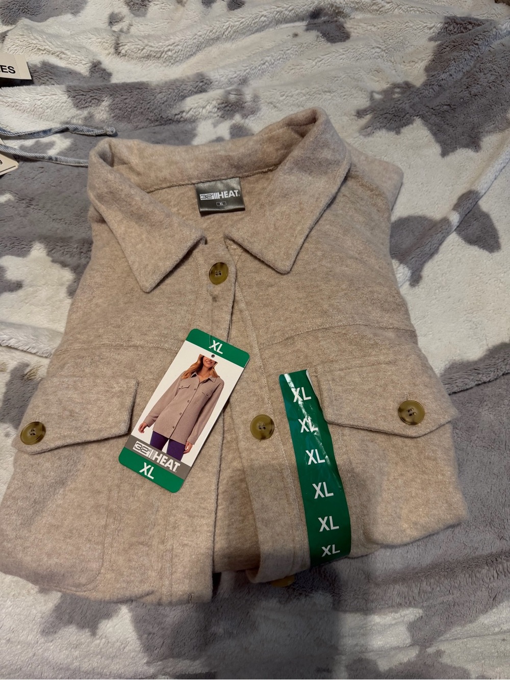 Women's Wool-Blend Shacket Jacket in Light Taupe - XL NWT